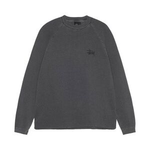 Stussy Men's Top Raglan Thermal Long Sleeve Size S Grey  (washed black)